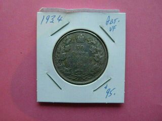 Vintage Canada 50 Cent Silver 1907 Value 50.  00 Y229