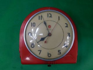 Vintage Telechron Red Wall Clock 2hp07 2h07 Usa