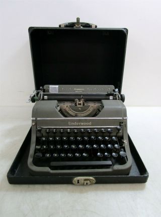 Vintage Underwood Champion Typewriter Black Portable Missing Key 16 Lbs