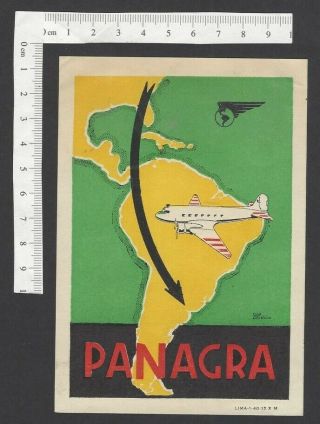 Panagra Vintage Airline Luggage / Baggage Luggage Label