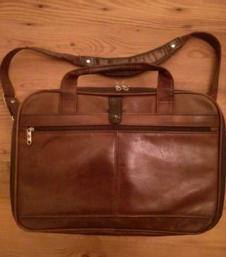 Vtg Samsonite Leather Saddlebag Briefcase Messenger Expandable Laptop Case Brown 2