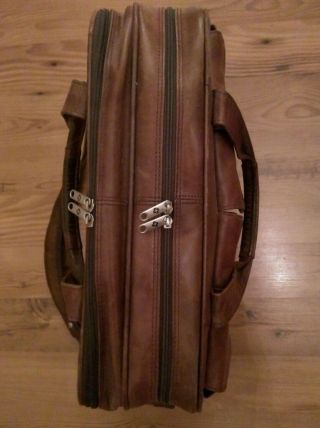 Vtg Samsonite Leather Saddlebag Briefcase Messenger Expandable Laptop Case Brown 3