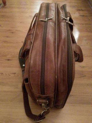 Vtg Samsonite Leather Saddlebag Briefcase Messenger Expandable Laptop Case Brown 4
