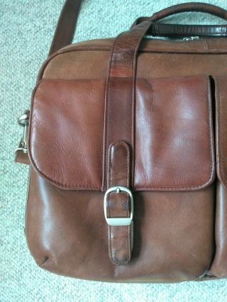 Vtg Samsonite Leather Saddlebag Briefcase Messenger Expandable Laptop Case Brown 7