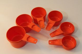 Vtg Tupperware Orange Nesting Measuring Cups Complete Set Of 6