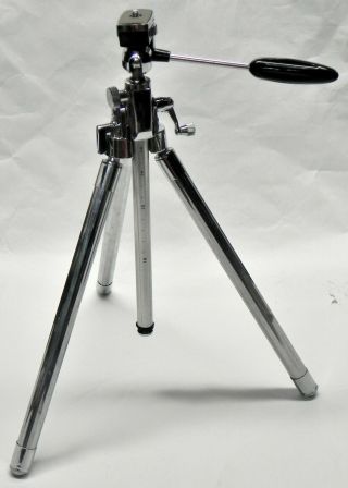 Vintage Manon Compact Camera Tripod,  Chromed Metal,  Telescoping Legs,  Japan Exc.