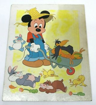 Vintage 1985 Walt Disney ' s MICKEY MOUSE FARM Frame - Tray Golden Puzzle 24 Piece 2