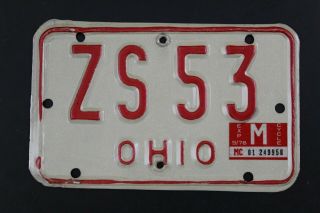 Vintage 1977 1978 Ohio Motorcycle License Plate Zs - 53