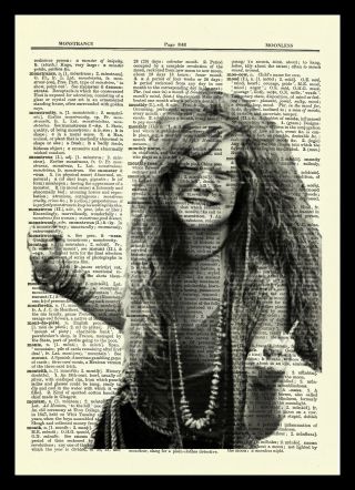 Janis Joplin Dictionary Art Print Poster Picture Vintage Book Collectible Music 3