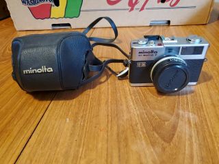 Vintage Minolta Hi - Matic F Film Camera 38mm Japan Rokkor 38mm Lens