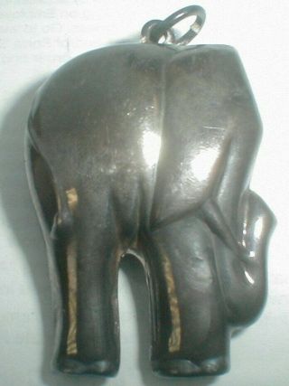 Vintage Huge Sterling Silver Puffy Elephant Pendant Signed No Reserves See