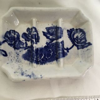 Flow Blue Soap Porcelain Dish Athole Tunstall England W.  Adams & Co Vintage 2