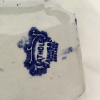 Flow Blue Soap Porcelain Dish Athole Tunstall England W.  Adams & Co Vintage 3