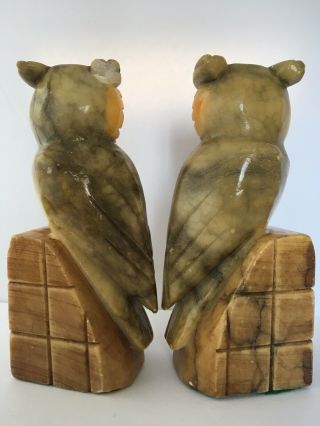 Vintage Owl Bookends Alabaster Italy,  Stone/Marble,  Boho Retro Artisan 2