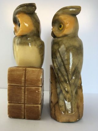 Vintage Owl Bookends Alabaster Italy,  Stone/Marble,  Boho Retro Artisan 3