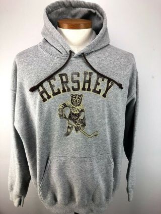 Vintage Hershey Bears Ahl Hockey Hoodie Sweatshirt Gray Adult Xl