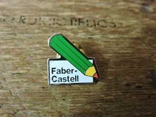 Vintage Gold Trim White Green Enamel Faber - Castell Pencil Metal Stationery Pin