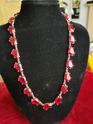 Vintage 1960s Stunning Sphinx Signed Ruby Glass Necklace