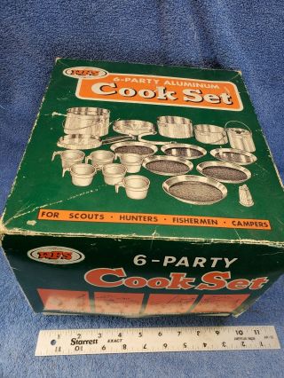 Vintage Wfs 6 - Party Aluminum Cook - Set Camping,  Scouts Utensil