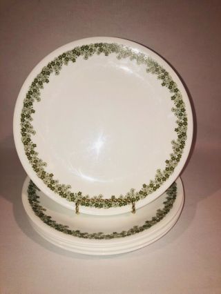 Vintage Corelle Spring Blossom Green Crazy Daisy Lunch Plates 8.  5”