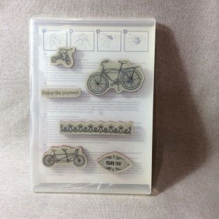 047 STAMPIN ' UP PEDALING PAST Rubber Stamps,  vintage,  bicycle, 3