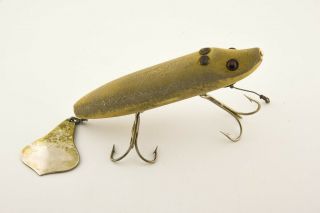 Vintage Heddon Dowagiac Flap Tail Antique Fishing Lure Grey Mouse Et8