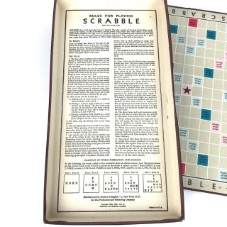 Vintage Scrabble Board Game 1953 Selchow & Righter Co Complete 5