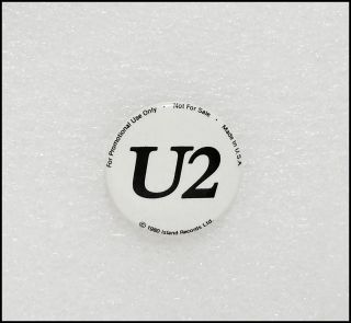 U2 Vintage 1980 Island Records Promo Button Pin Badge Bono The Edge