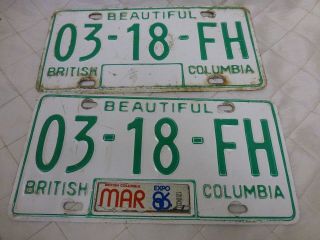 Vintage Bc British Columbia License Plate 1976 Pair Expo 86 03 18 Fh