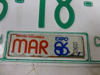 Vintage BC British Columbia License Plate 1976 Pair EXPO 86 03 18 FH 2