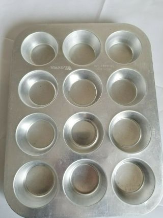 Vintage Wearever Air Mini Muffin Cupcake Pan and Unmarked Cake Pan with removabl 2