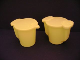 Vintage Tupperware Yellow Cream & Sugar Flip Top Containers