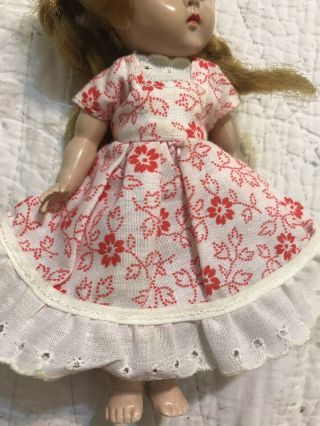 Full Skirted Vintage Red Floral Dress For Vogue Ginny Doll