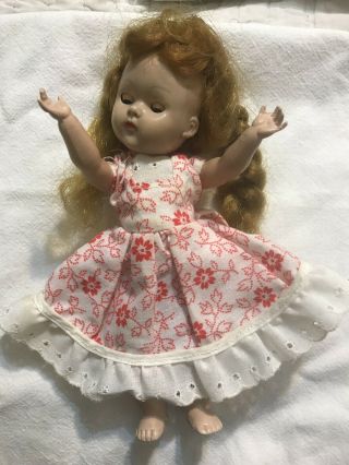 Full Skirted Vintage Red Floral Dress For Vogue Ginny Doll 3