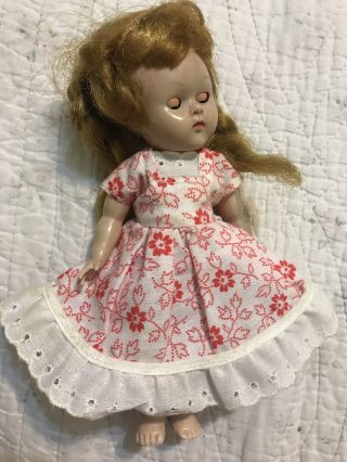 Full Skirted Vintage Red Floral Dress For Vogue Ginny Doll 4