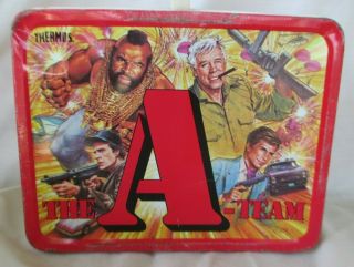 Vintage THE A - TEAM Metal Lunchbox & Thermos 1983 Stephen J.  Cannell Television 6