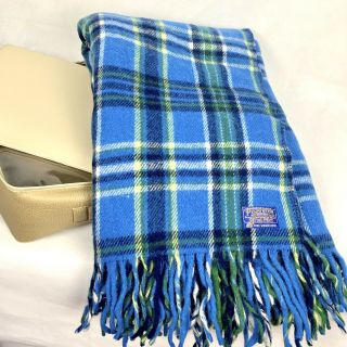 Vintage Pendleton Robe In A Bag Wool Stadium Blue Plaid Blanket With Cushion