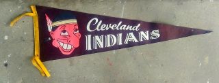 Vintage Felt Banner Pennant Flag Cleveland Indians,  Brown & Yellow
