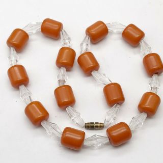 Vintage Retro Orange Bakelite Amber Plastic Bead Ladies Necklace