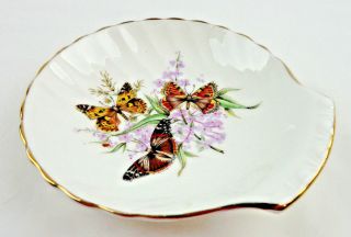 Vintage Porcelain Butterfly Trinket Ring Dish Shell Royal Grafton China England