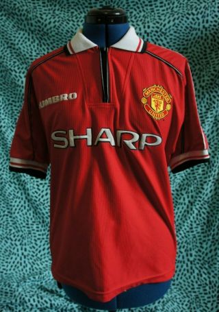 Manchester United Sharp Vintage Umbro Shirt Jersey 1998 1999 2000 Man Utd