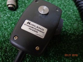 MIDLAND Dynamic Element Mic 4 PIN round screw on 70 - 2306 VINTAGE LMR VHF Radio ' s 3