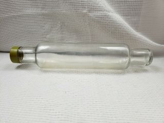 Vintage Clear Glass Rolling Pin With Screw On Lid 14 Inches