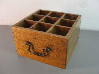 ✏️ Oak Wood Divided Box Pencil Holder Organizer Arts Craft W/drawer Pull Vintage