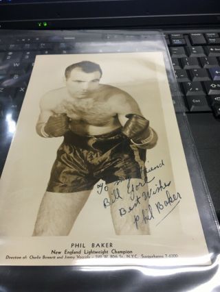 Vintage 1940’s Phil Baker Boxer 5 X 8 B&w Autographed
