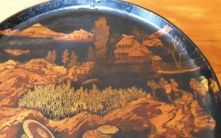 Vintage Japanese Hand Painted Paper Mache Serving Tray Platters 4
