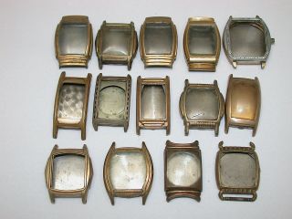 Men’s Assortment Of 14 Vintage Wristwatch Cases For Mechanical Movements.  8t