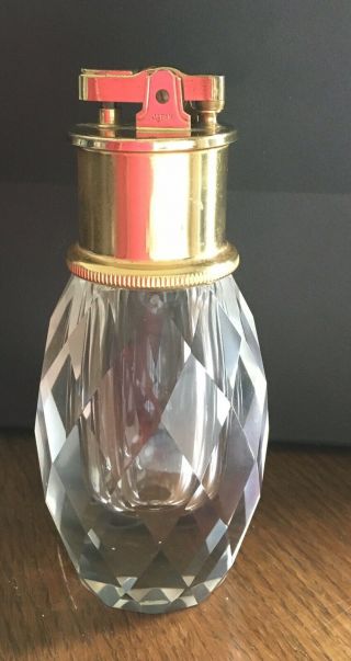 Vintage (heavy Facet Clear Cut Glass) Table Cigarette Lighter (japan)