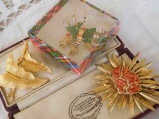 Three Lovely Vintage 1950s/60s Brooch All Signed Exquisite