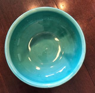 Vintage McCoy Pottery TURQUOISE Green Glazed Round 7  Planter Bowl 2